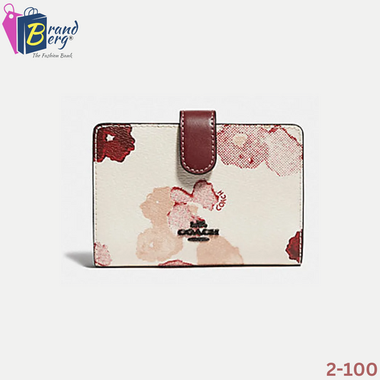 COACH Medium Corner Zip Wallet With Halftone Floral Print