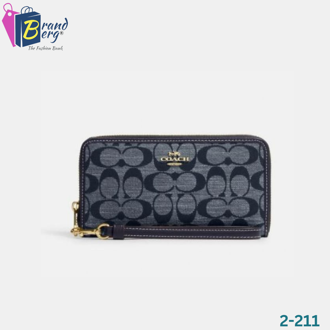 C.O.A.C.H Long Zip Around Wallet In Signature Chambray Wristlet