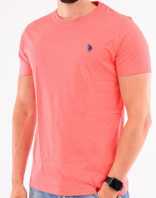 U.s P.o-L.O A.S.S.N. Men's Round Neck Short sleeve T-Shirt Tricou Coral