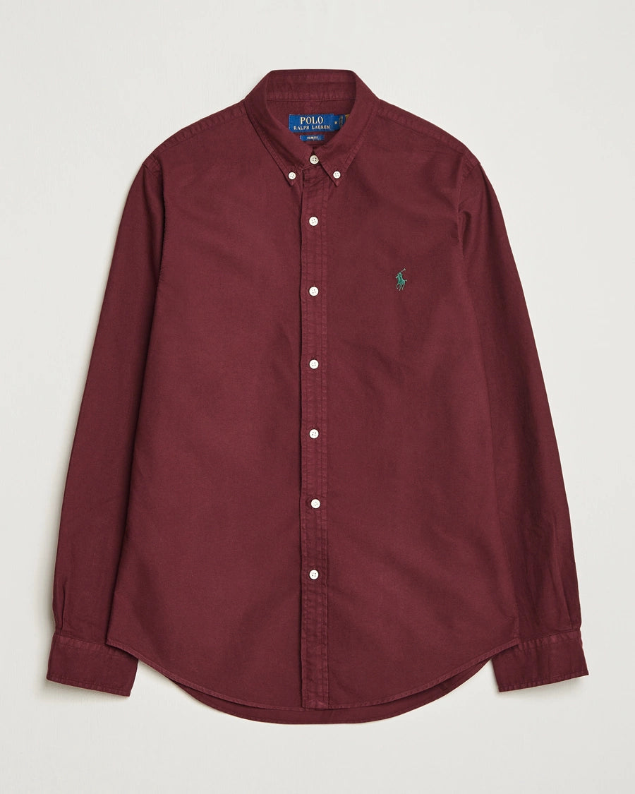 P.o.L.O R.A.L.P.H L.A.U-R.E.N Garment-Dyed Oxford Shirt Custom Fit Burgundy