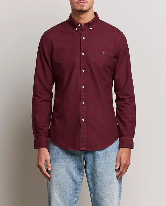 P.o.L.O R.A.L.P.H L.A.U-R.E.N Garment-Dyed Oxford Shirt Custom Fit Burgundy