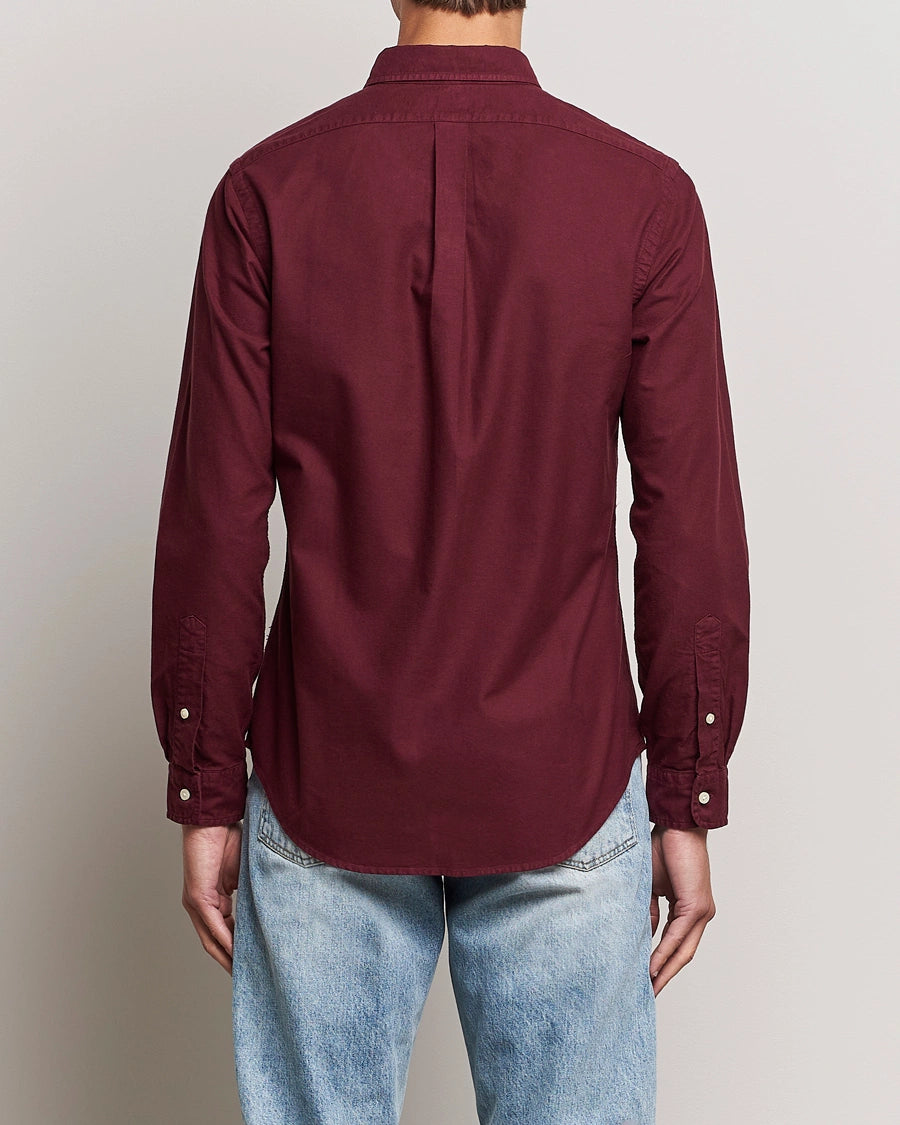 P.o.L.O R.A.L.P.H L.A.U-R.E.N Garment-Dyed Oxford Shirt Custom Fit Burgundy