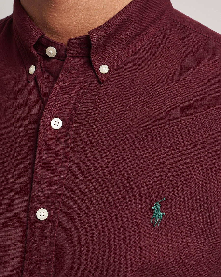 P.o.L.O R.A.L.P.H L.A.U-R.E.N Garment-Dyed Oxford Shirt Custom Fit Burgundy