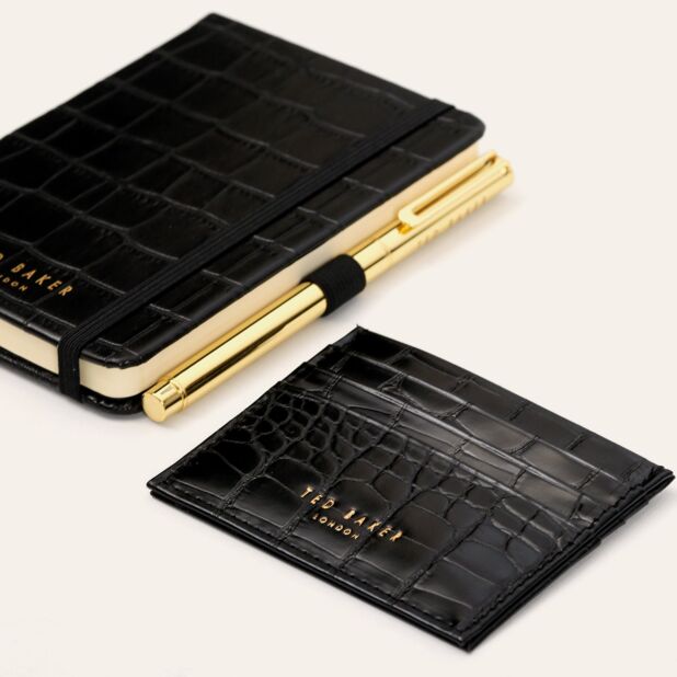 T.E.D B.A.K.E.R PERYYY Croc Effect A6 Notebook With a Pen and Card Holder