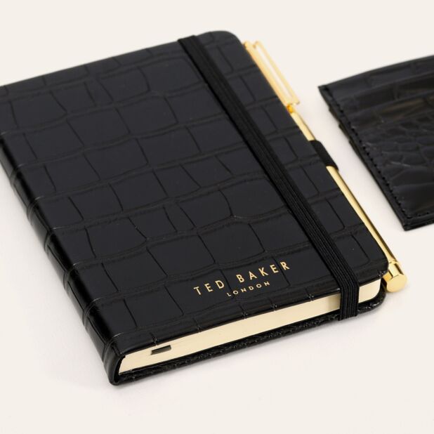 T.E.D B.A.K.E.R PERYYY Croc Effect A6 Notebook With a Pen and Card Holder