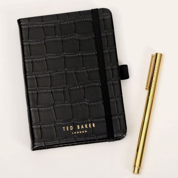 T.E.D B.A.K.E.R PERYYY Croc Effect A6 Notebook With a Pen and Card Holder