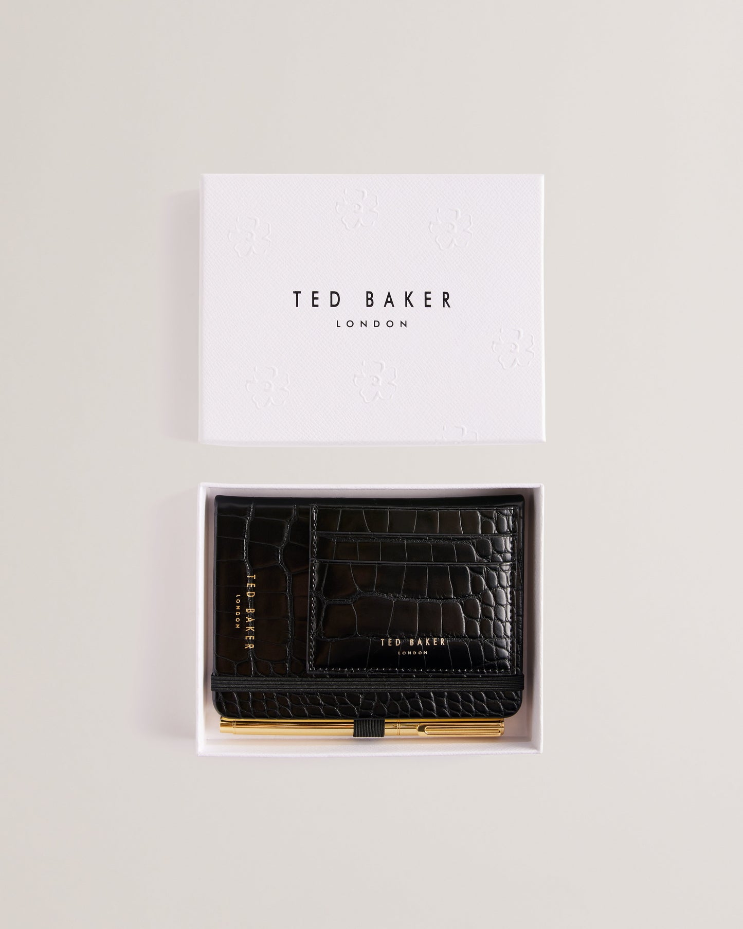 T.E.D B.A.K.E.R PERYYY Croc Effect A6 Notebook With a Pen and Card Holder