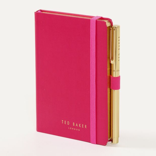 T.E.D B.A.K.E.R WHINNS Pink Saffiano Textured A6 Notebook