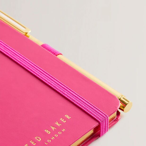 T.E.D B.A.K.E.R WHINNS Pink Saffiano Textured A6 Notebook