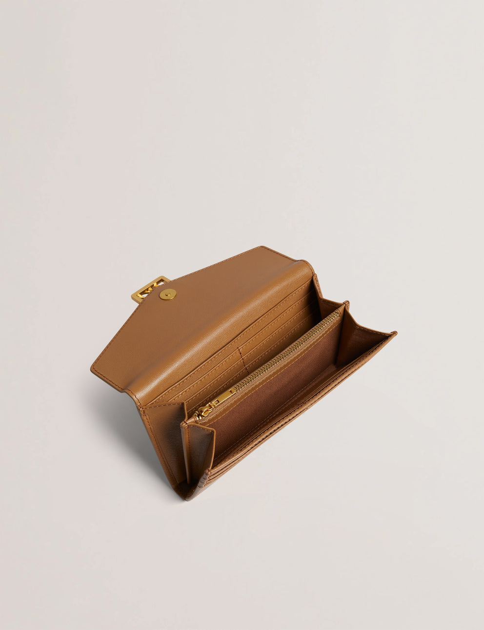 T.E.D B.A.K.E.R  Anisal Tb Detail Large Leather Purse Brown