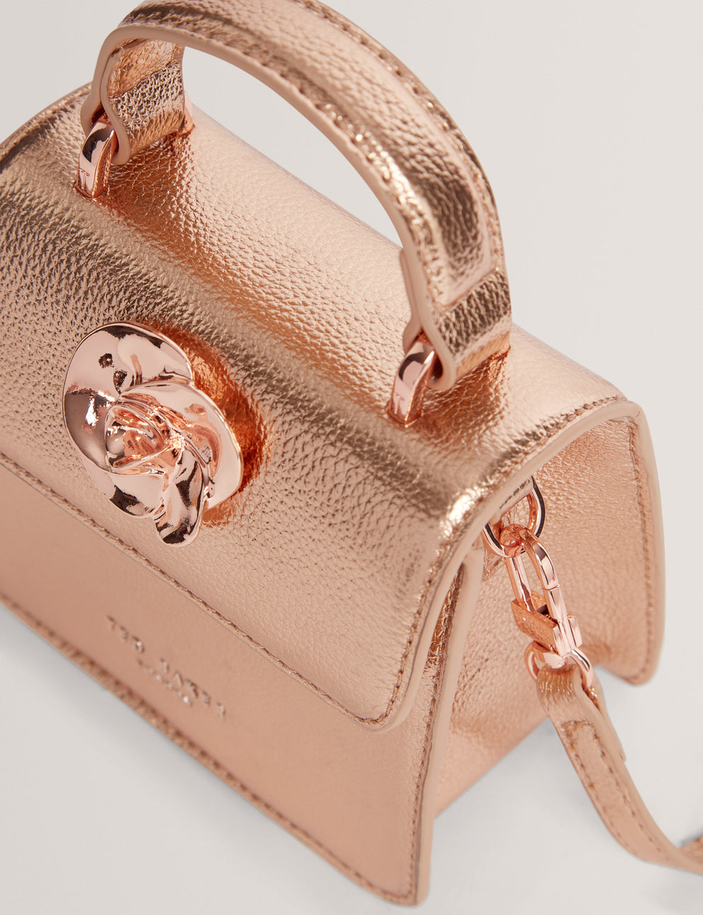T.E.D B.A.K.E.R Rosami Rose Detail Mini Metallic Top Handle Bag Rosegd