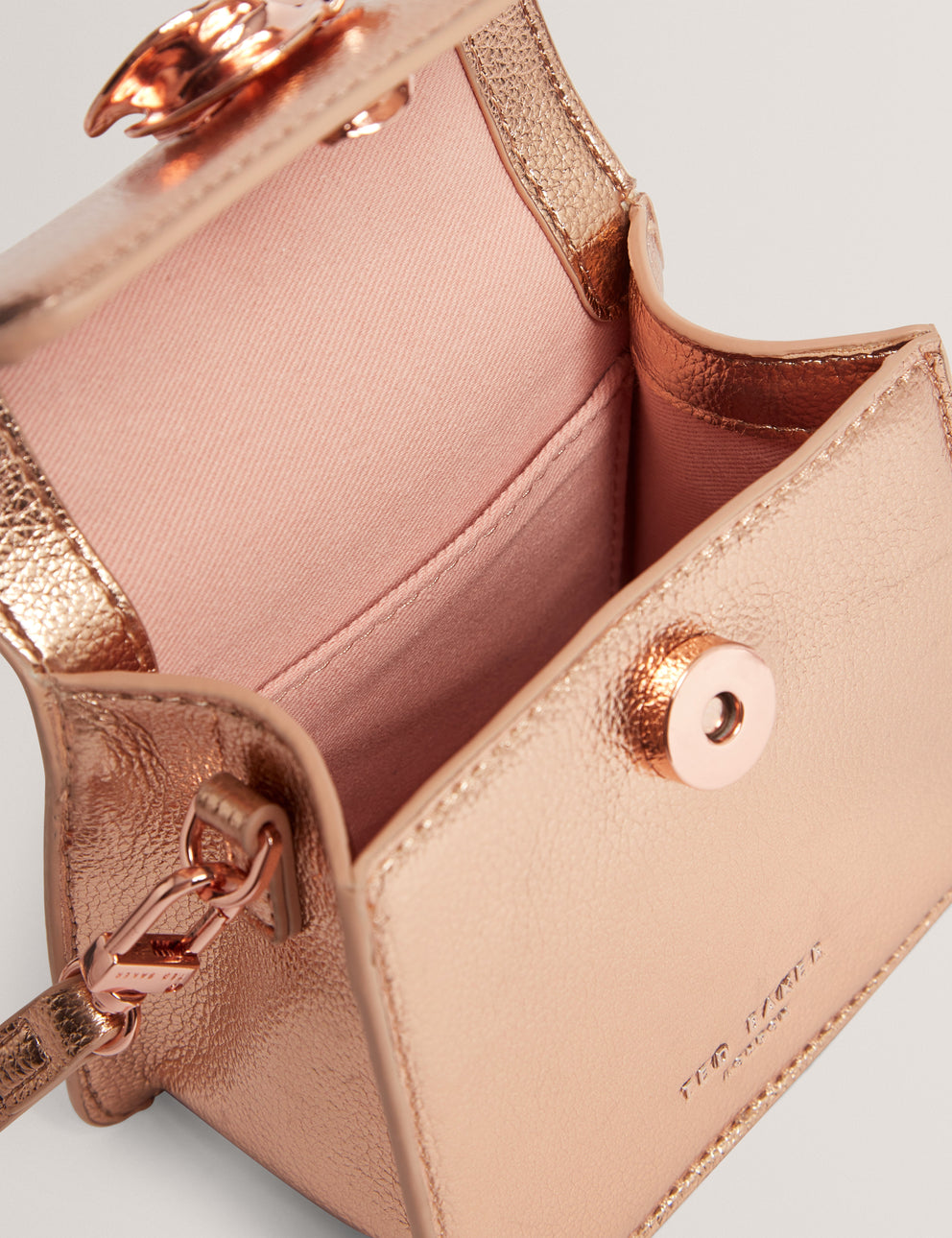 T.E.D B.A.K.E.R Rosami Rose Detail Mini Metallic Top Handle Bag Rosegd