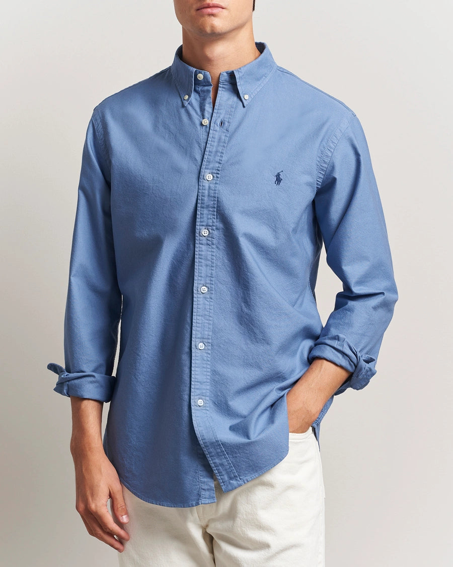 P.o.L.O R.A.L.P.H L.A.U-R.E.N Garment-Dyed Oxford Shirt Custom Fit Bastille Blue