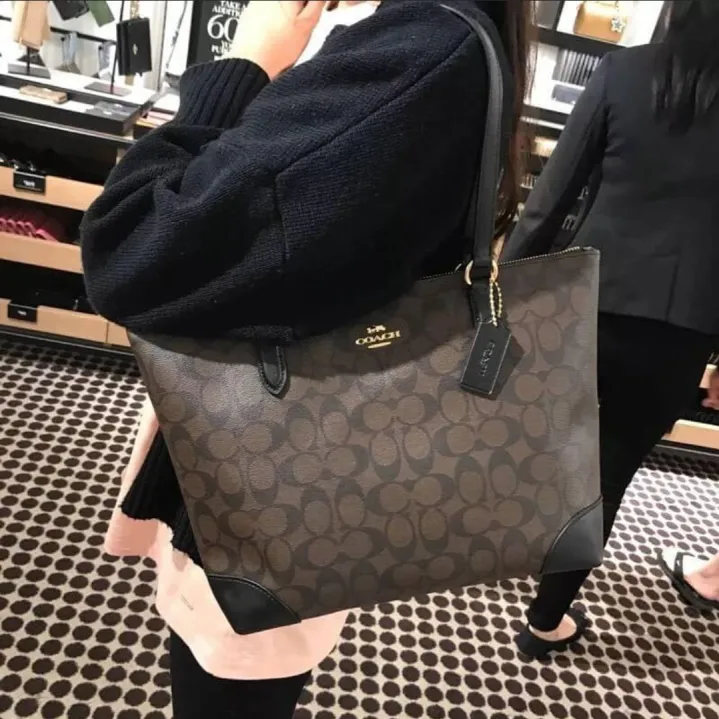 COACH Zip Top Tote Bag In Signature Canvas