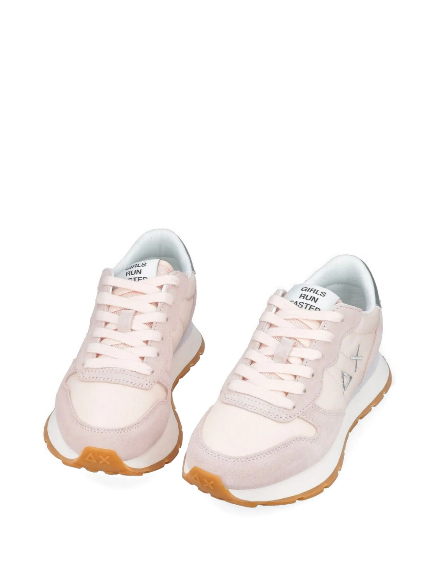 S.U.N68 PINK Ally Gold Silver Suede and Nylon Sneaker