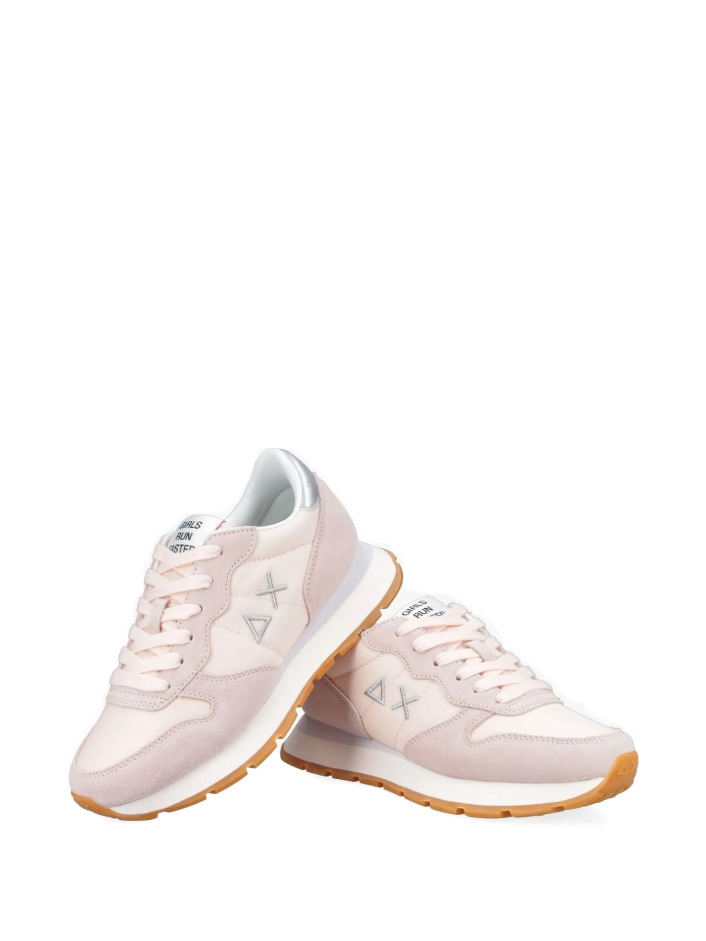 S.U.N68 PINK Ally Gold Silver Suede and Nylon Sneaker