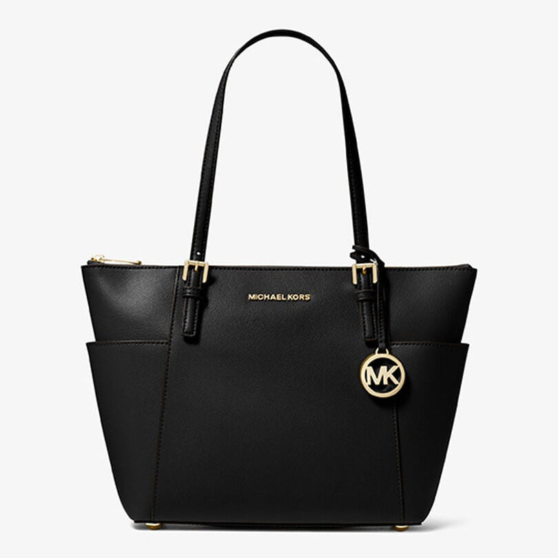 M.I.C.H.A.E.L K.O.R.S Jet Set Large Crossgrain Leather Top-Zip Tote Bag