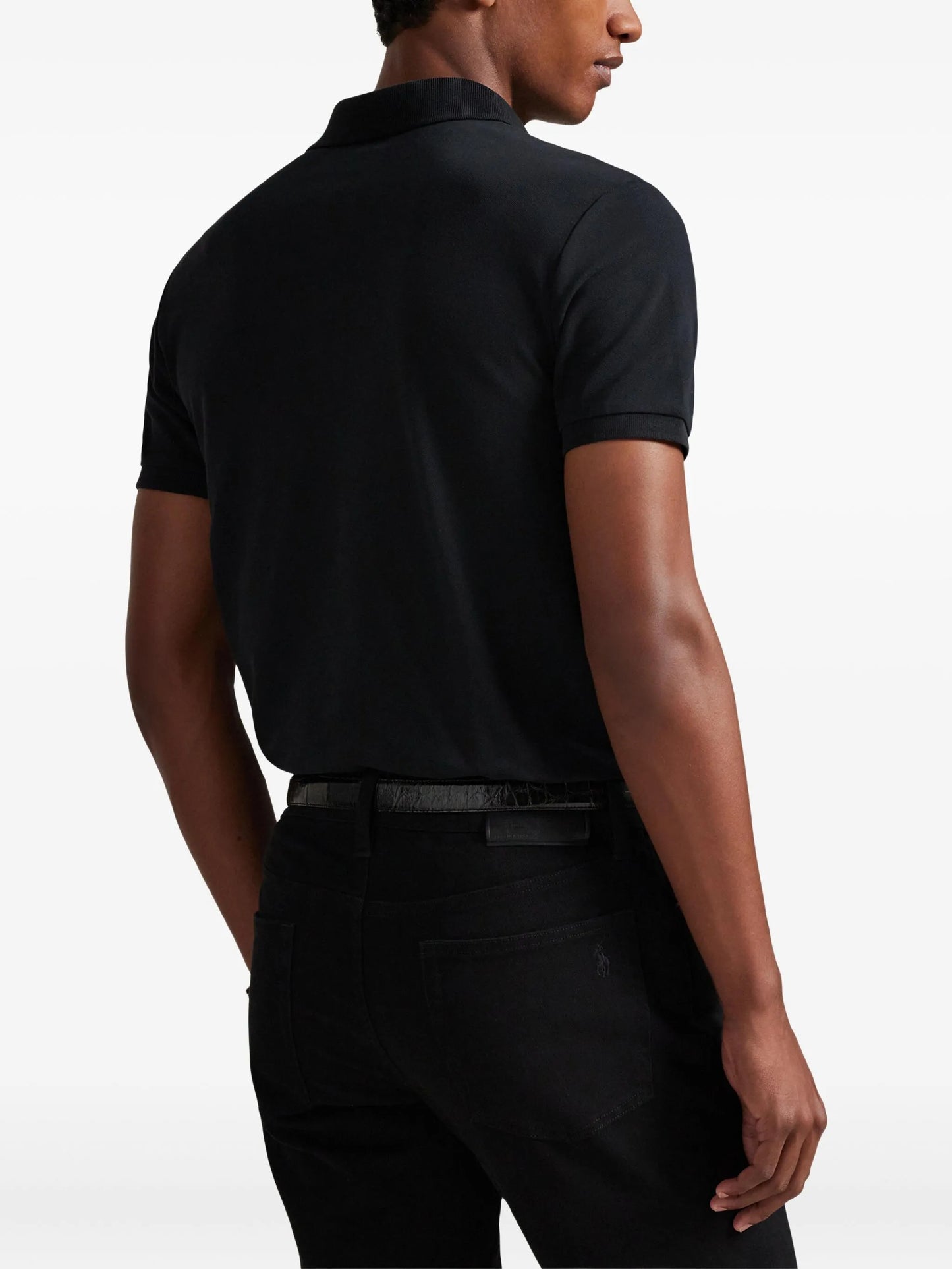 P.o-L.O R.A-L.P.H L.A.U-R.E.N The Iconic Mesh Polo Shirt Custom Slim Fit Black/White