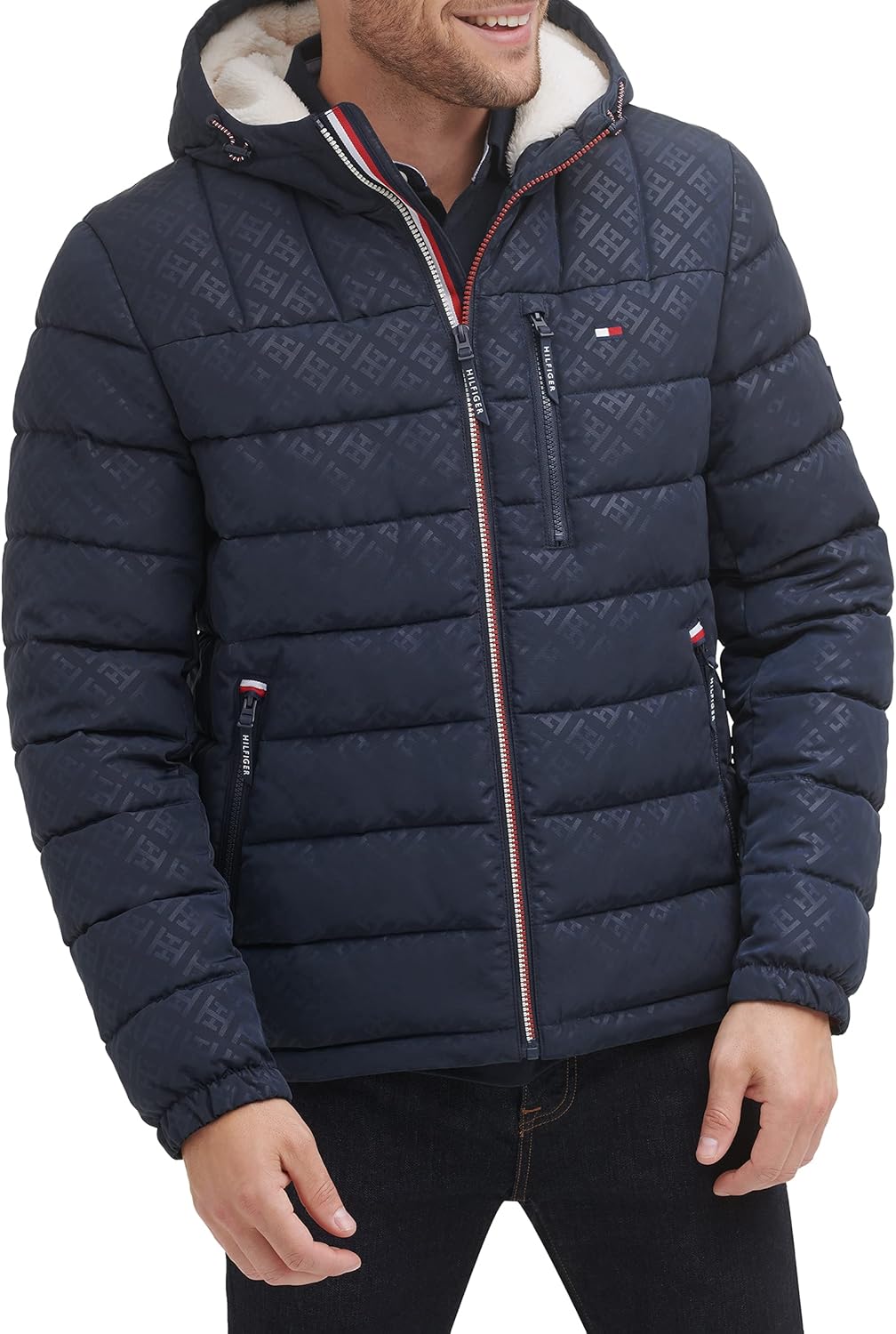T.O.m-M.y H.I.L.F.I.G.E.R Midweight Sherpa Lined TH monogram Hooded Water Resistant Puffer Jacket
