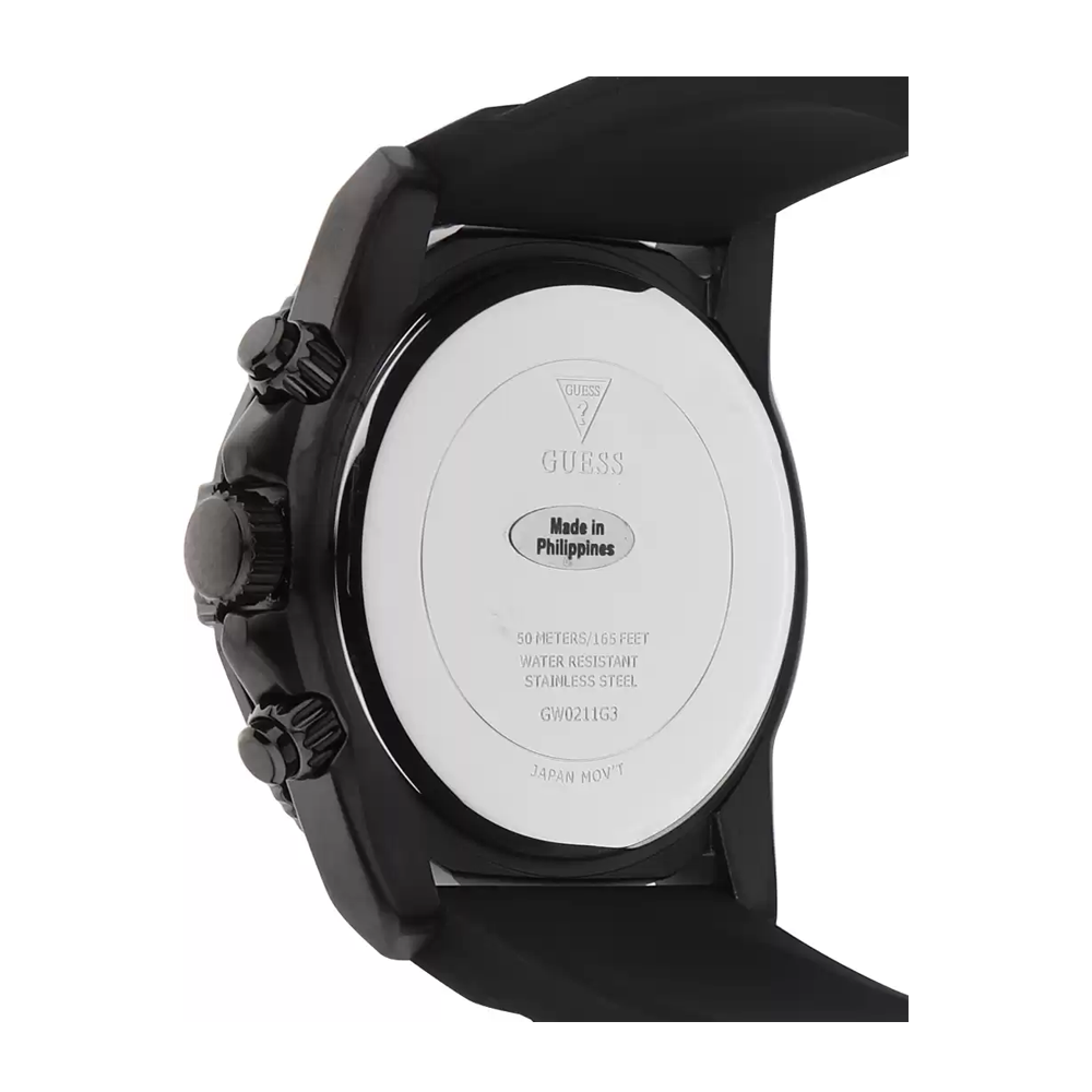 G.U.E.S.S  Commander Black Dial Black Rubber Strap