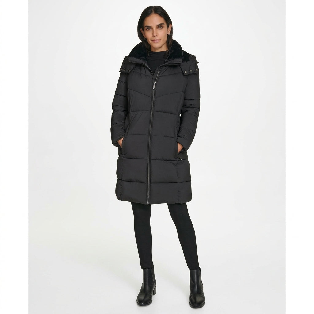 C.a.l.v.i.n K.l.e.i.n Stretch Outerwear CW433224-EBY Women's Jacket Black