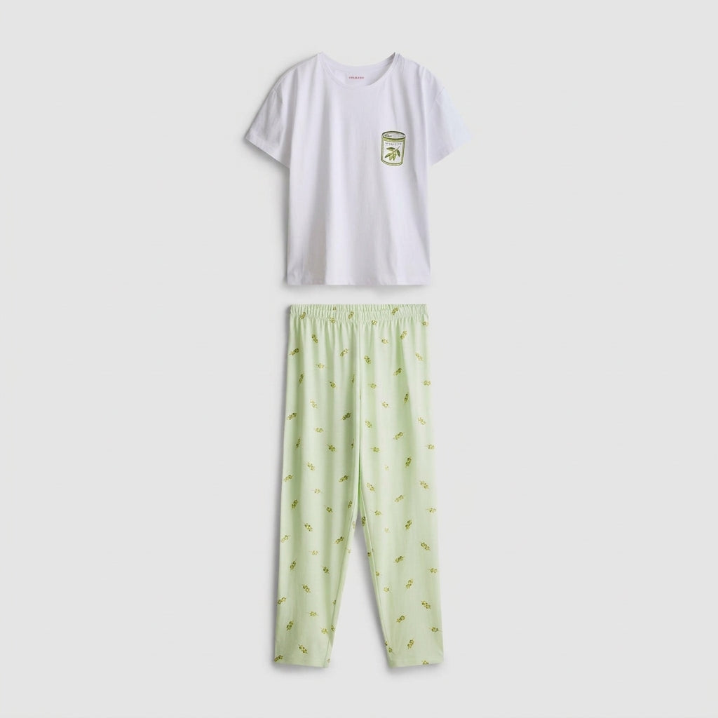 P.R.I.M.A.R.K Cotton Crew Neck Printed Pyjamas