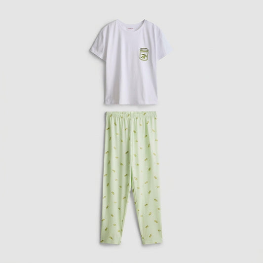 P.R.I.M.A.R.K Cotton Crew Neck Printed Pyjamas