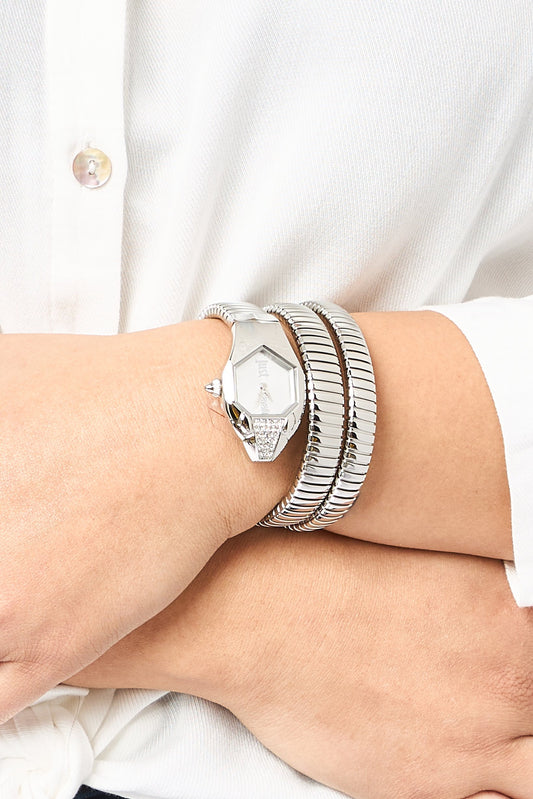 J.U.S.T C.A.V.A.L.L.I Snake Analog Watch  Silver