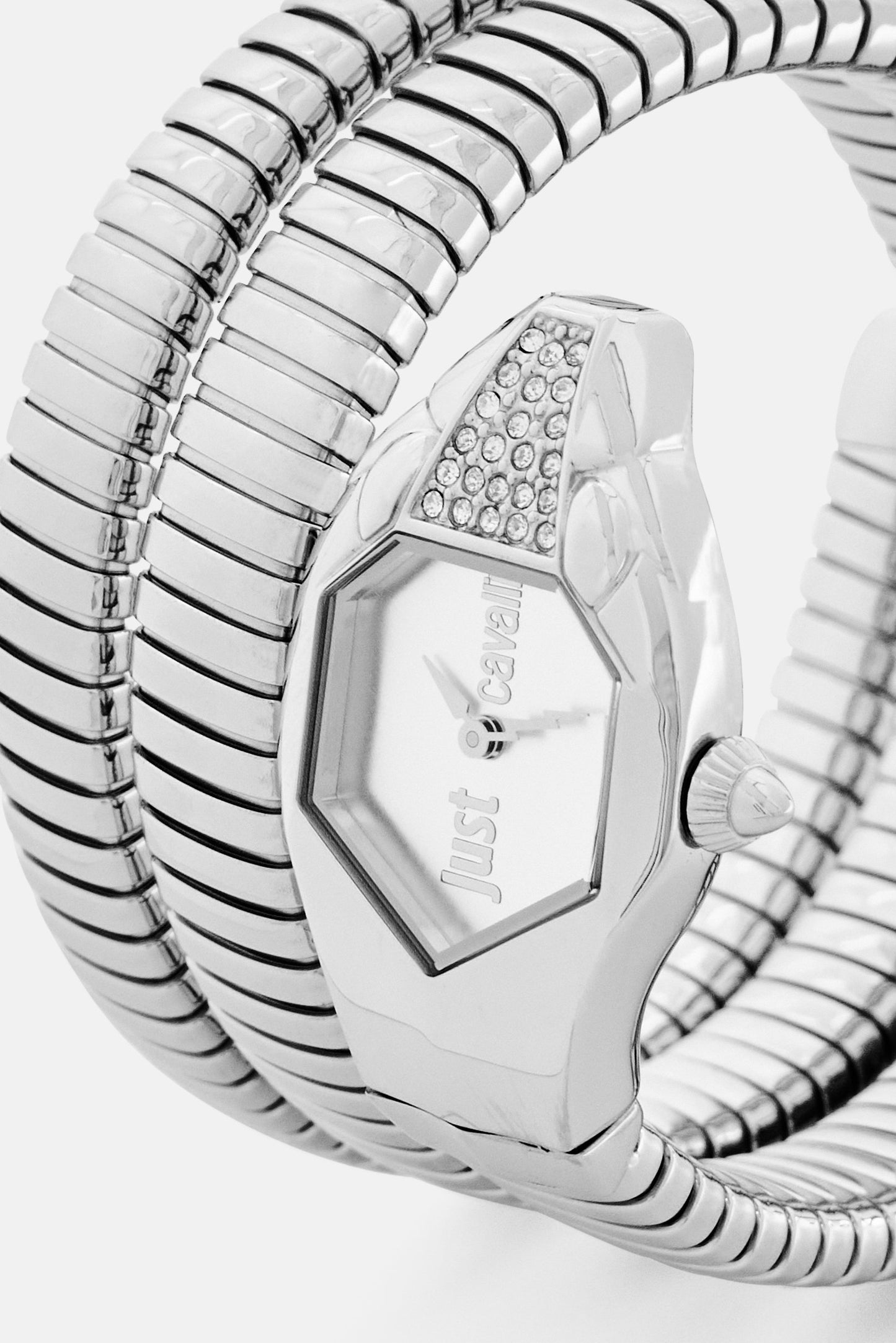 J.U.S.T C.A.V.A.L.L.I Snake Analog Watch  Silver