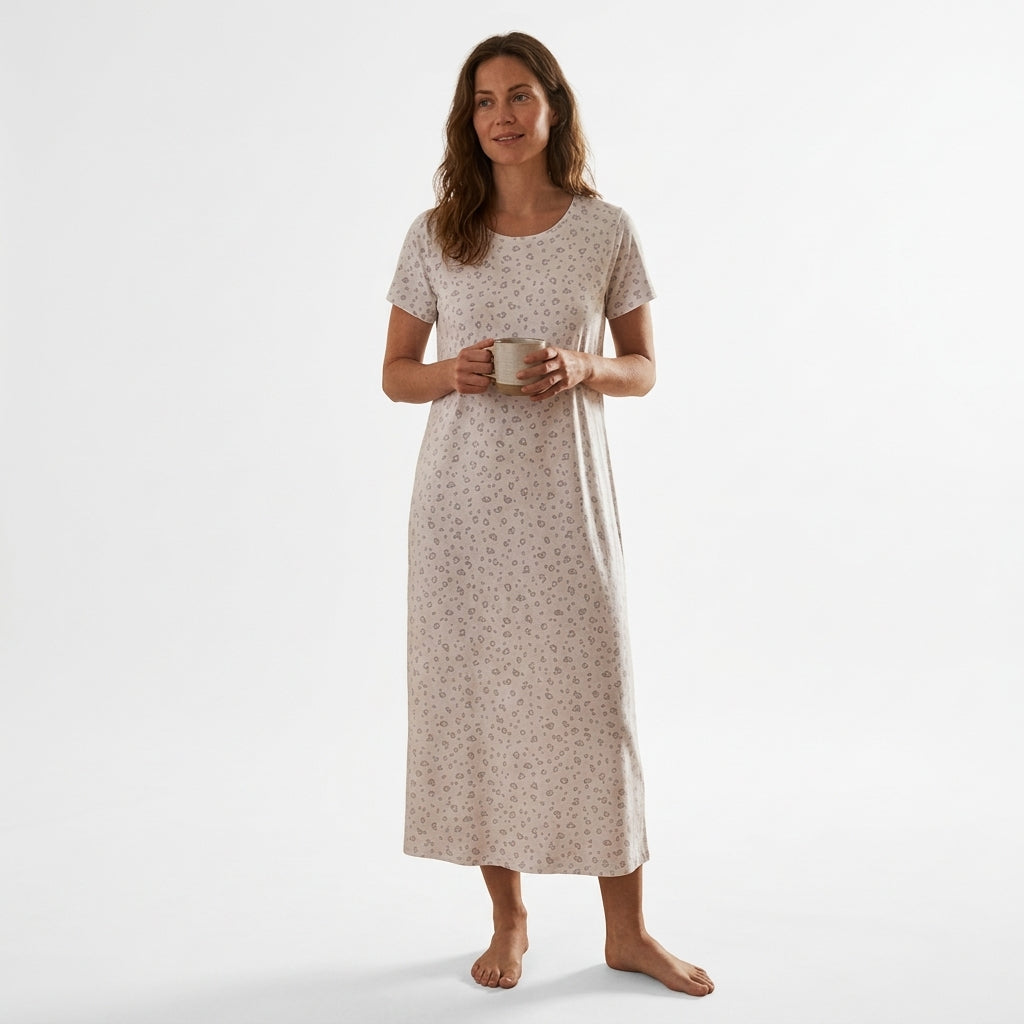 ` Cotton Modal Animal Print Long Nightshirt