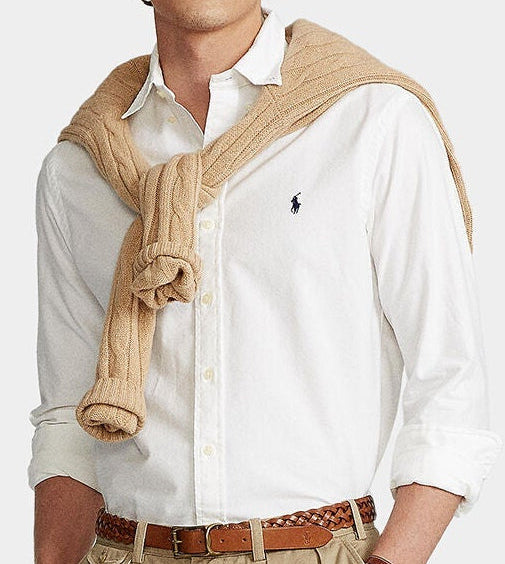 P.o-L.O R.A-L.P.H L.A.U-R.E.N Garment-Dyed Oxford Shirt Custom Fit White