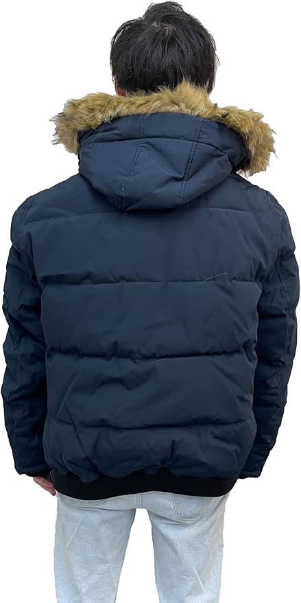 T.o.m.m.y H.i.l.f.i.g.e.r Navy Puffer Jacket with Fur Hood