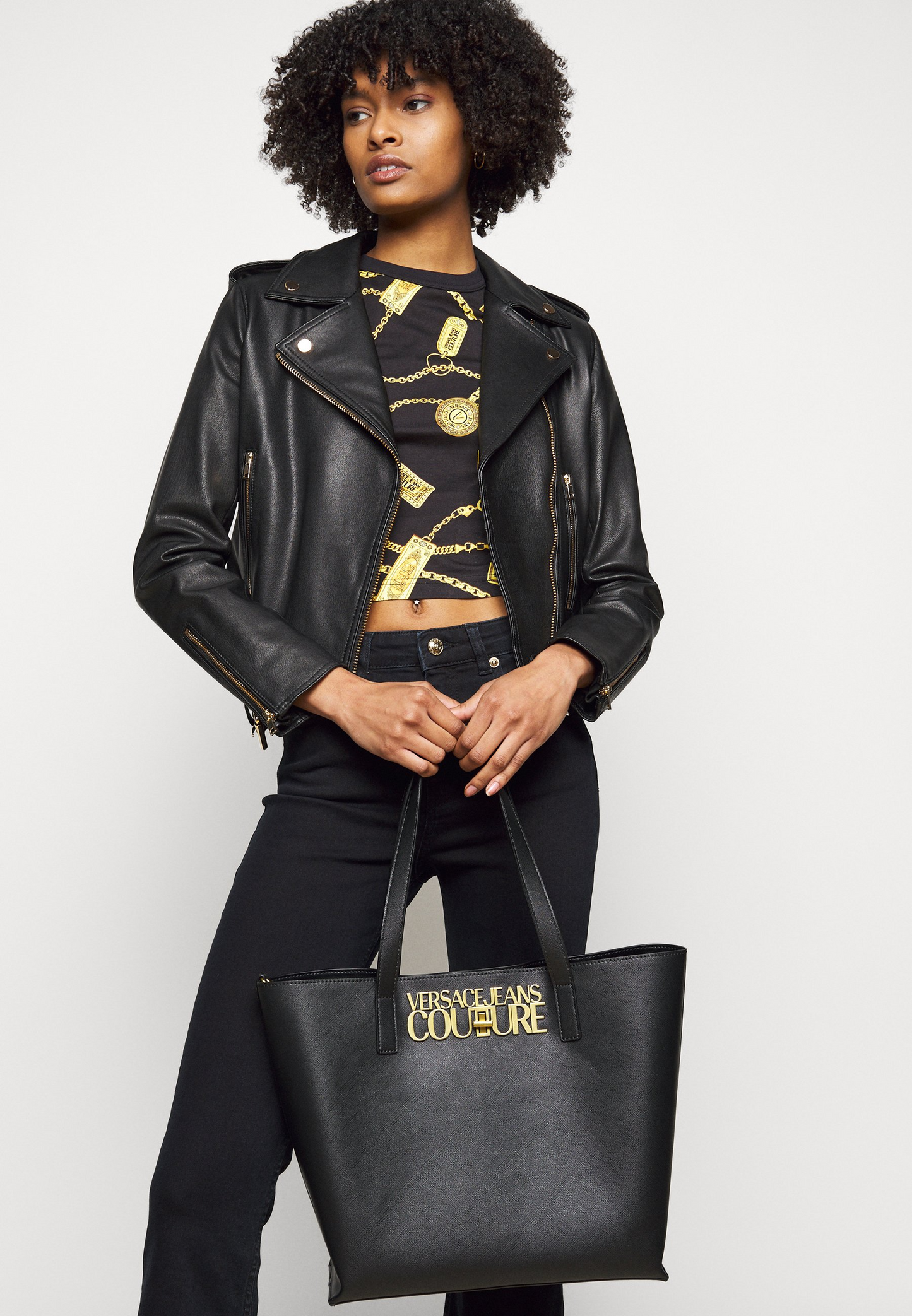 VERSACE JEANS COUTURE LOGO LOCK BAG Handbag