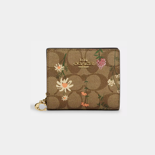 C.O.A.C.H Snap Wallet In Signature Canvas With Wildflower Print