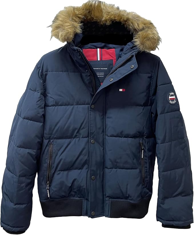 T.o.m.m.y H.i.l.f.i.g.e.r Navy Puffer Jacket with Fur Hood