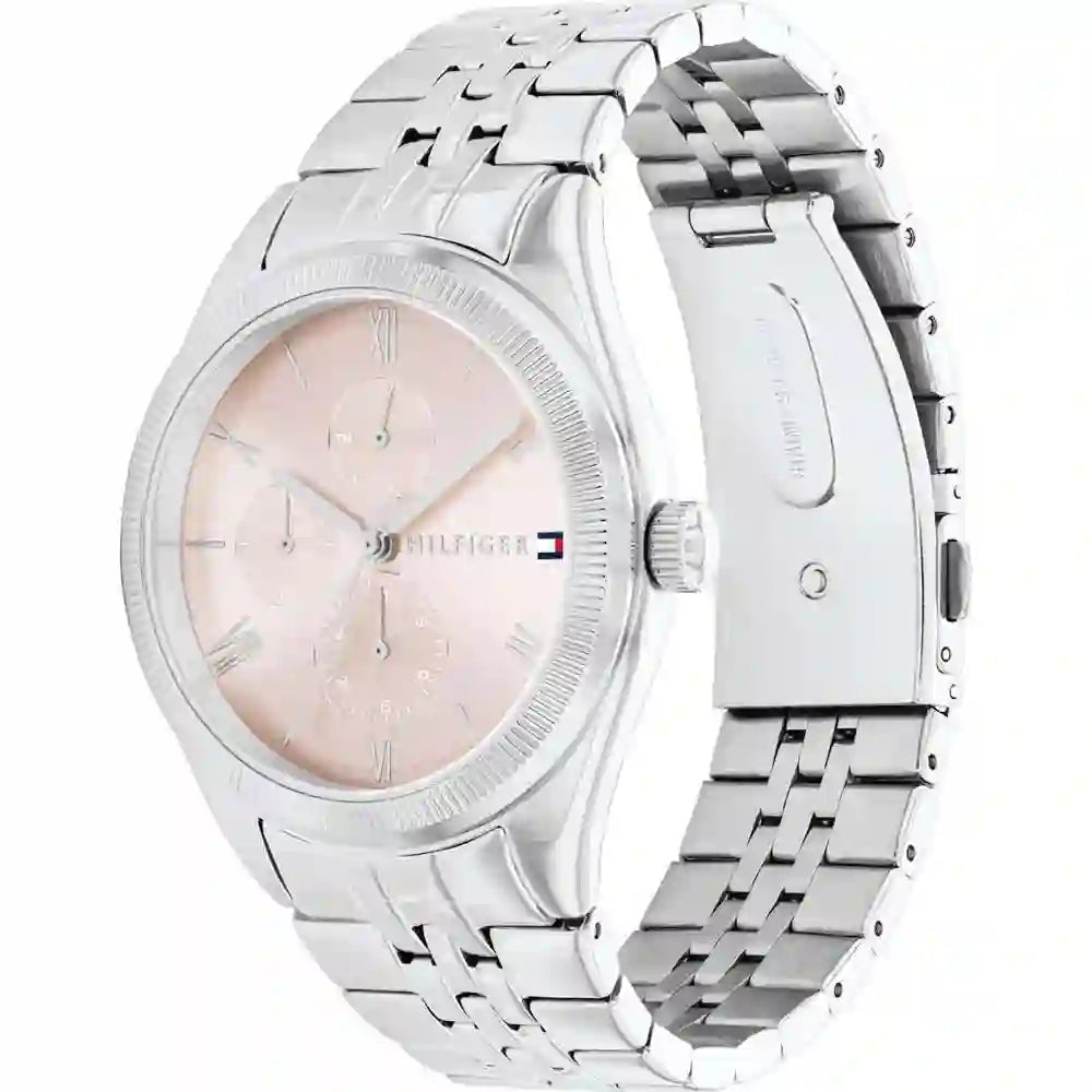 T.O.M.M.Y H.I.L.F.I.G.E.R Monica Multi-Function Chronograph Pink Dial Silver Steel Strap