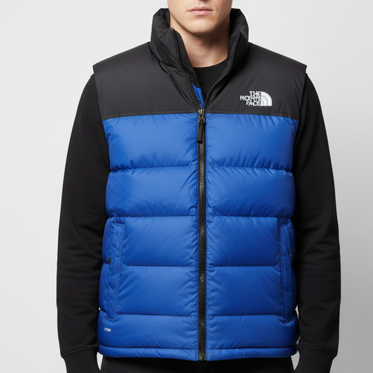 T.H.E N.O.R.T.H F.A.C.E TNF Stretch 700 Goose Down Puffer Vest Blue Black (Slim Fit)