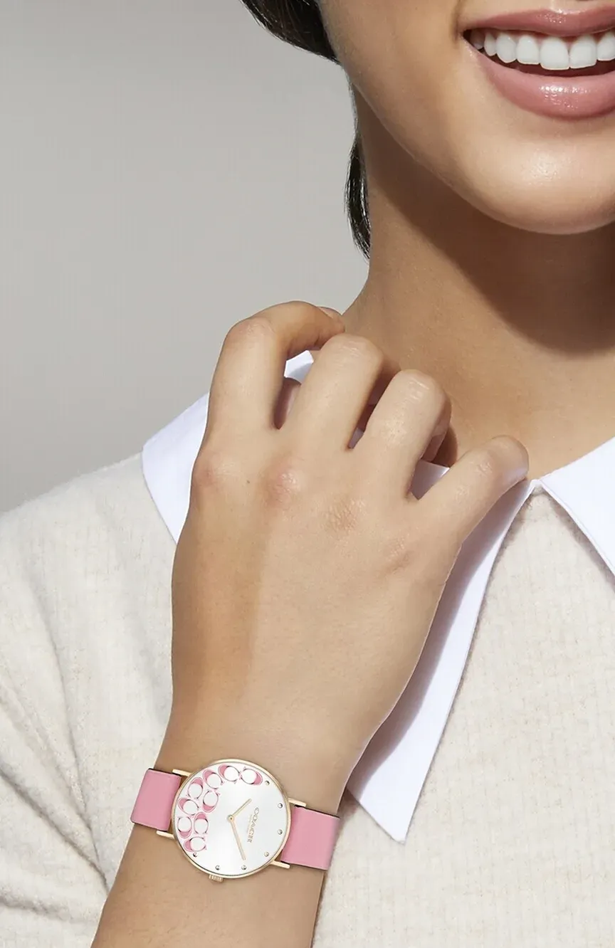 C.O.A.C.H WOMENS QUARTZ CALFSKIN LEATHER WATCH