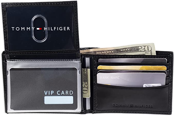 T.O.M.M.Y. H.I.L.F.I.G.E.R. Genuine Leather Passcase Wallet with Multiple Card Slots