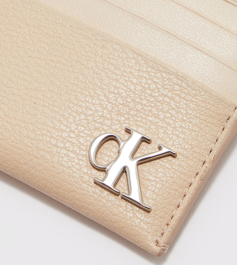 C.A.L.V.I.N. K.L.E.I.N. PEBBLE MONOGRAM LOGO CARD CASE