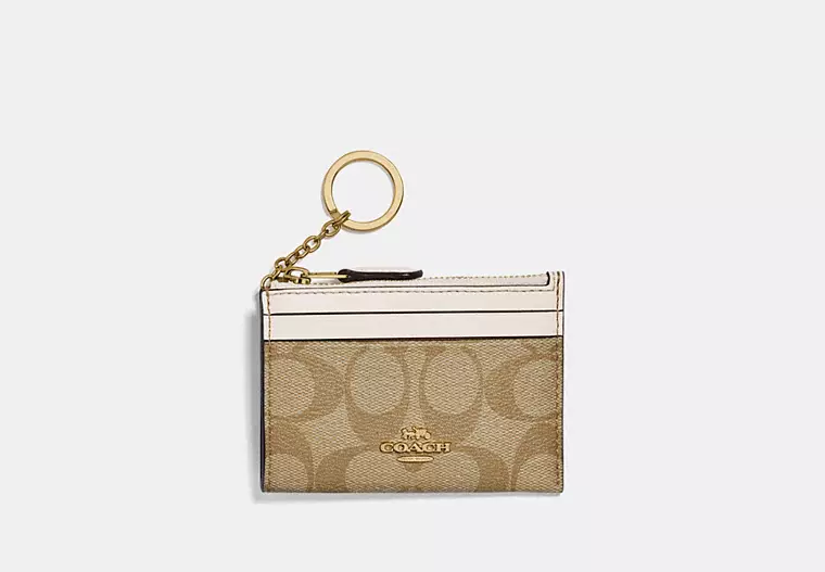 C.O.A.C.H Mini Skinny Id Case In Signature Canvas Card Holder