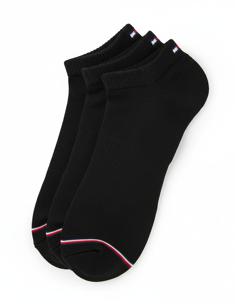 T.o.m.m.y H.i.l.f.i.g.e.r Cotton Cushion Quarter Cut Socks Pack of 3 Black