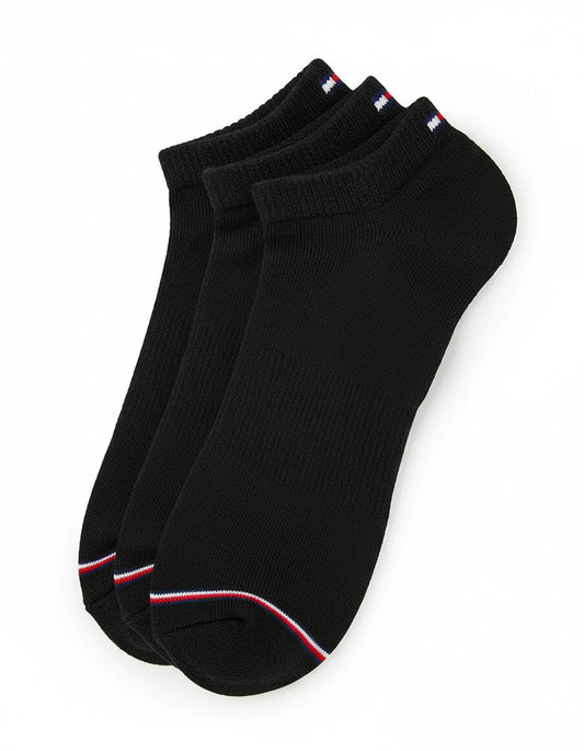 T.o.m.m.y H.i.l.f.i.g.e.r Cotton Cushion Quarter Cut Socks Pack of 3 Black