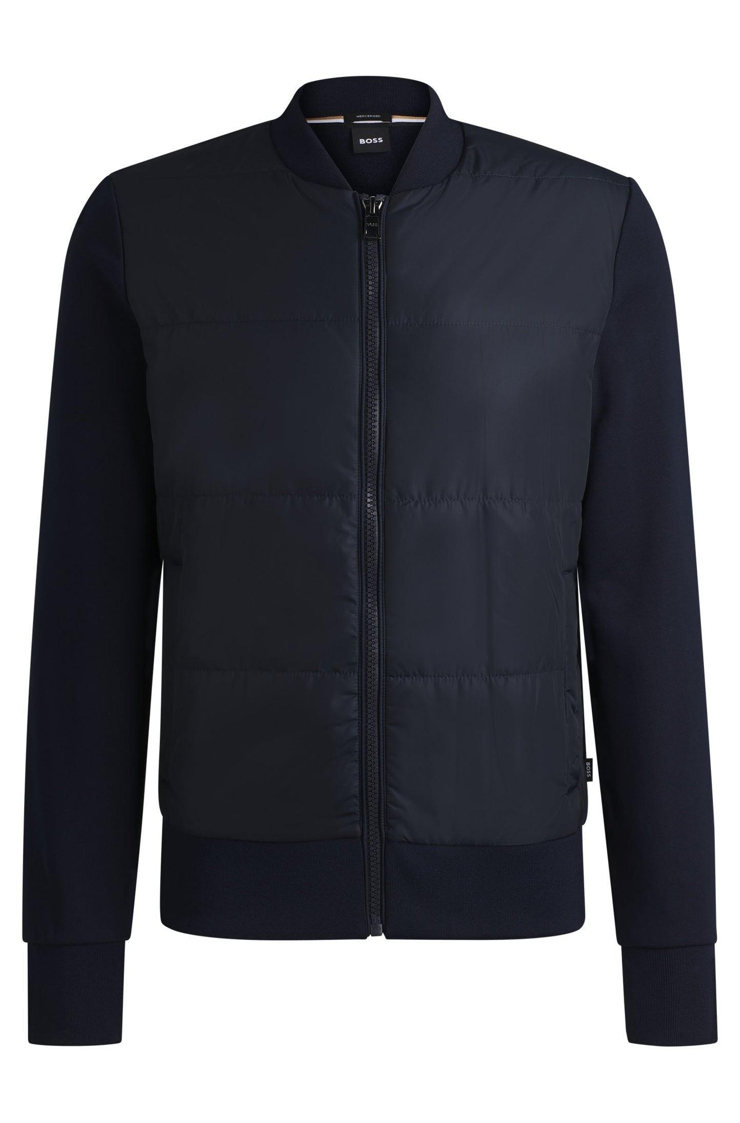 B.O.S.S ZIP-UP SWEATSHIRT IN AND TECHNICAL FABRIC Dark Blue
