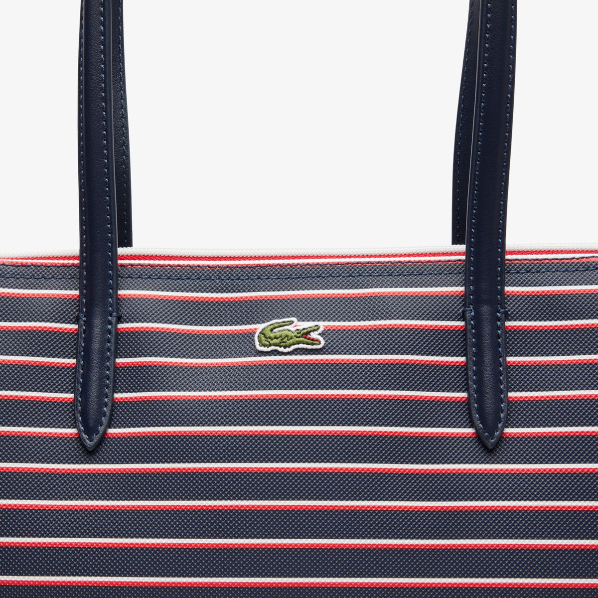 L.A.C.O.S.T.E L.12.12 Women's Large Striped Tote Bag, Size L, Grenadine Navy Stripes