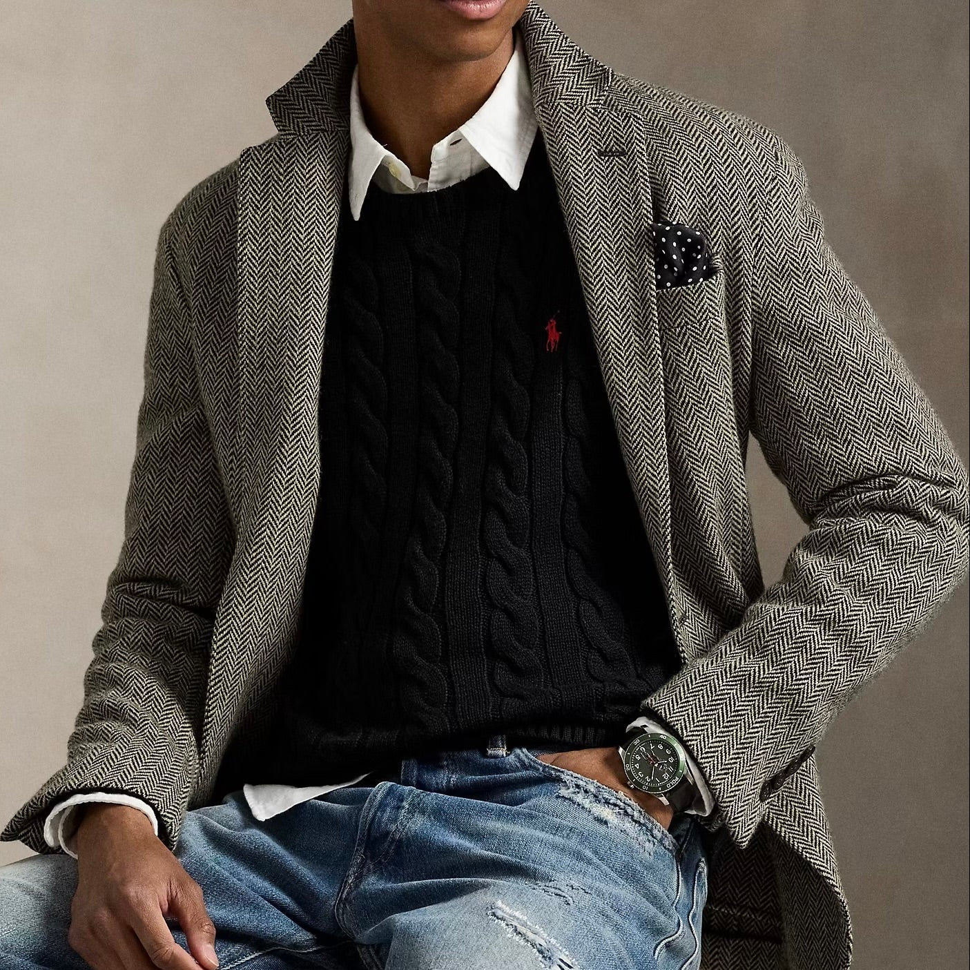 P.o-L.O R.A-L.P.H L.A.U-R.E.N Cable-Knit Cotton Jumper Black Custom Slim Fit