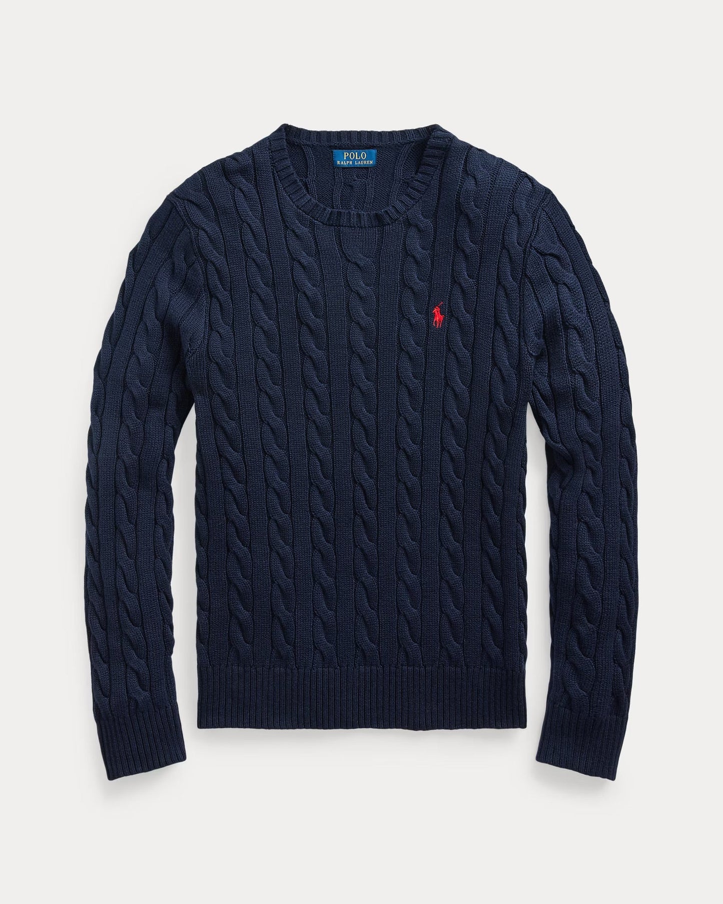 P.o-L.O R.A-L.P.H L.A.U-R.E.N Cable-Knit Cotton Jumper Hunter Navy Custom Slim Fit
