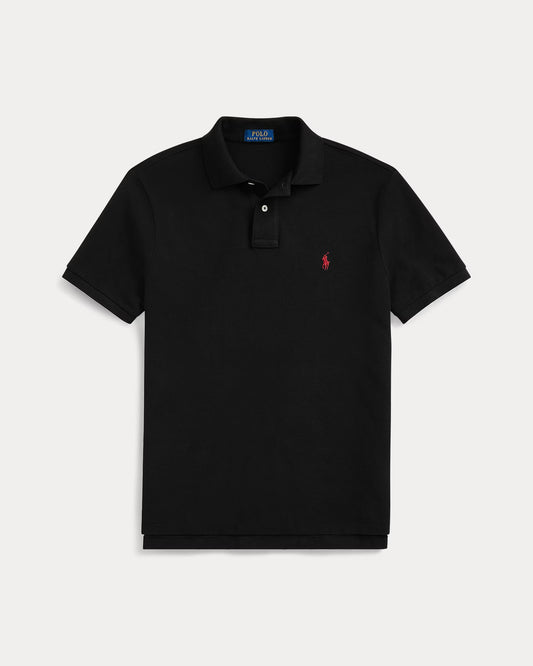 P.o-L.O R.A-L.P.H L.A.U-R.E.N The Iconic Mesh Polo Shirt Custom Slim Fit Black/Red