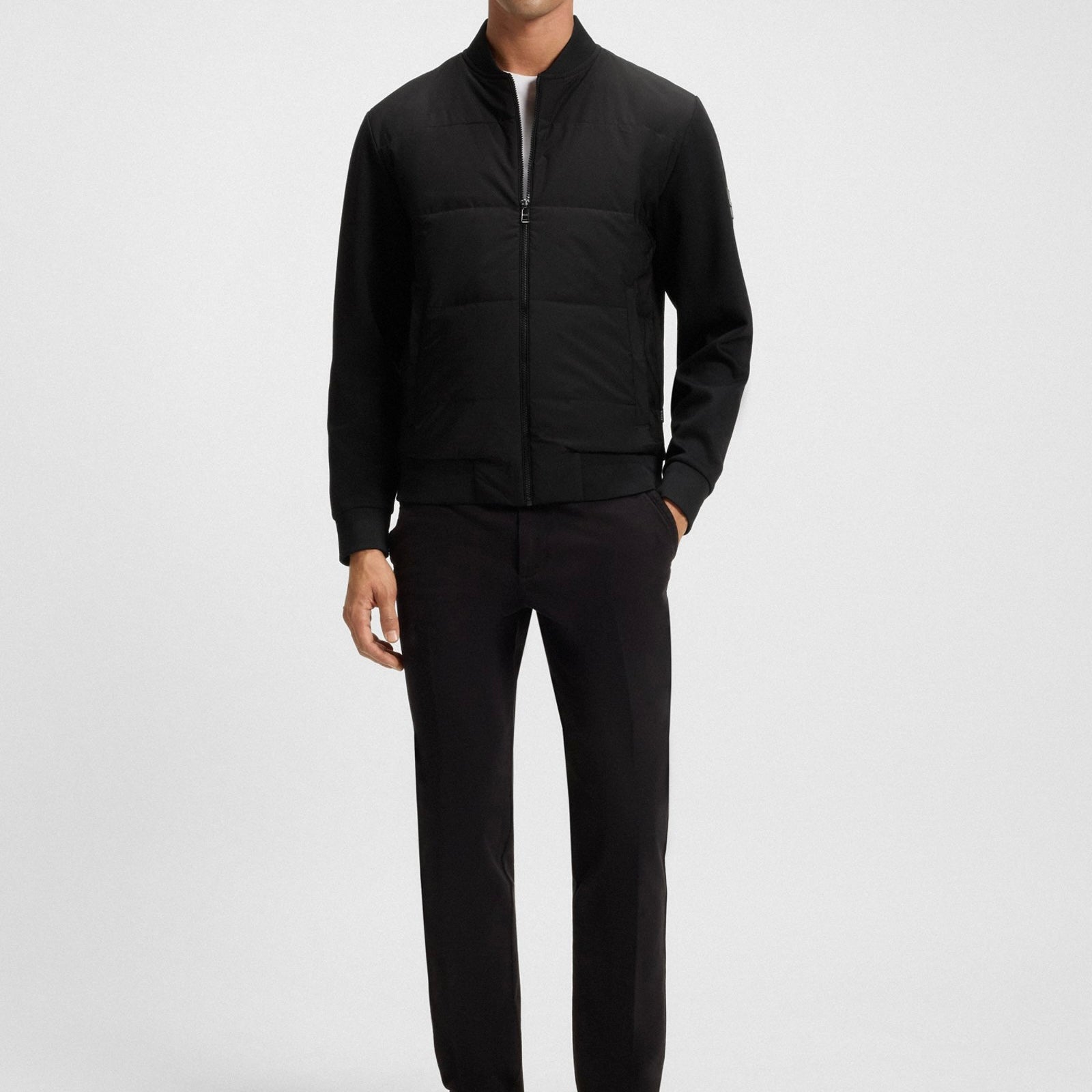 BOSS ZIP-UP SWEATSHIRT WITH PADDED FRONT Black