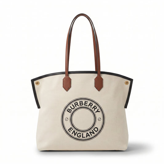 B.U.R.B.E.R.R.Y Large Logo Graphic Cotton Canvas Society Tote
